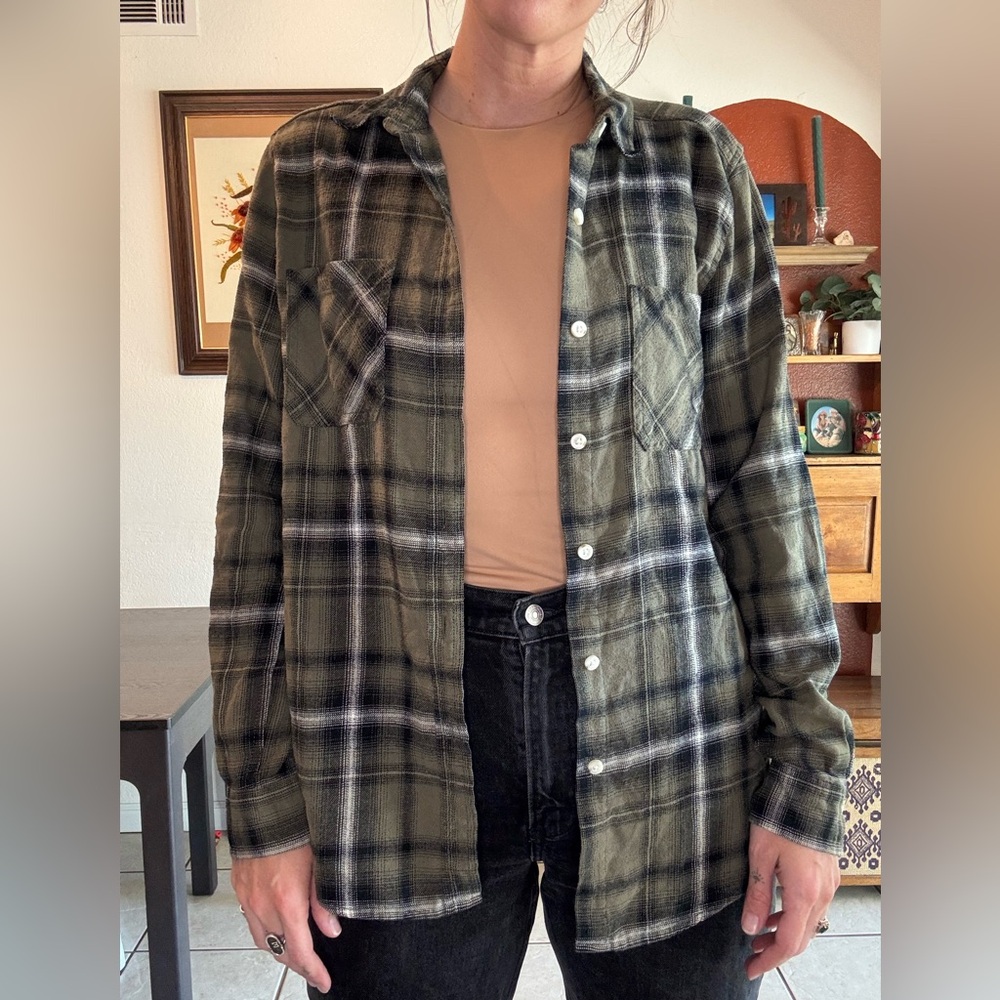 Mossimo Supply Co. Black and green Plaid Shirt